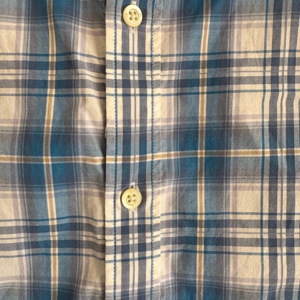 Banana Republic Blue Plaid Men's Shirt Size Large